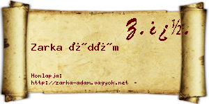 Zarka Ádám névjegykártya